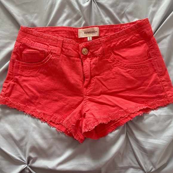 Rewind Coral Shorts with Lace Hem Junior’s Size 11 2” Inseam - Picture 1 of 2